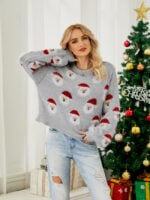 wholesale santa claus Drop Shoulder lantern sleeve knit top