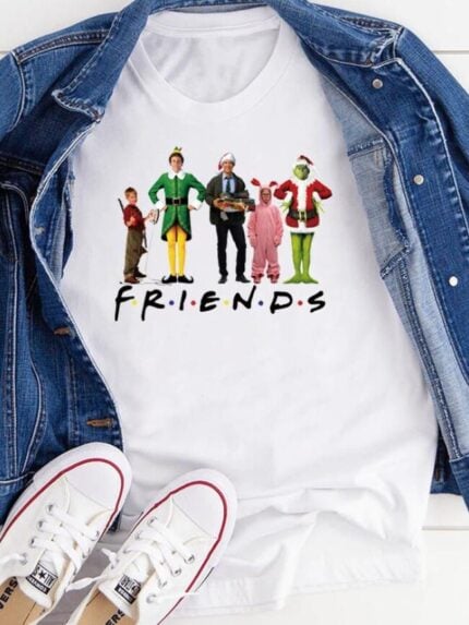 Christmas roll sleeve FRIENDS Print T-Shirt