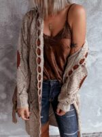 Wholesale Argyle pattern long knitted cardigan