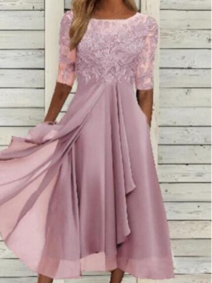 Wholesale Chiffon patchwork lace hollow long party dress