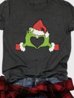 Wholesale Christmas heart Print Short Sleeve T-shirt