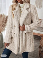 Wholesale Double Breasted Lapel Neck Teddy Coat