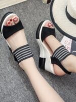 Wholesale Double Strap Ankle Strap Platform Wedge Sandals