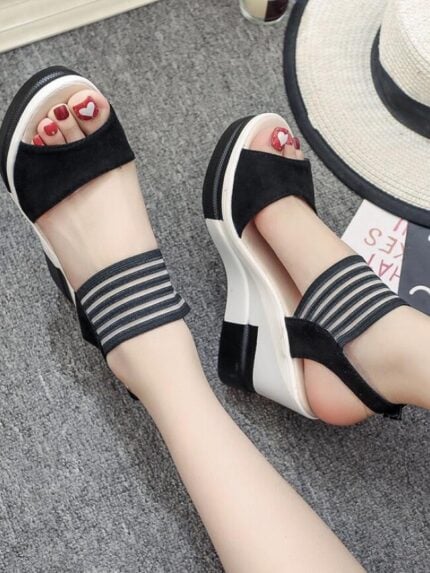 Wholesale Double Strap Ankle Strap Platform Wedge Sandals