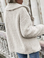 Wholesale Leopard print paneled plush long-sleev jacket