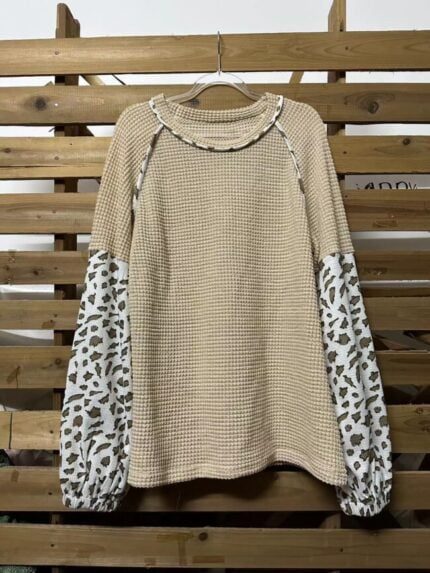 Wholesale Leopard print patchwork loose sweatshirt