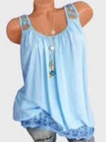 Wholesale Solid color off-shoulder lace hem vest