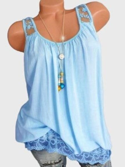 Wholesale Solid color off-shoulder lace hem vest