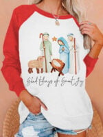 Wholesale christmas graphic print long sleeve top