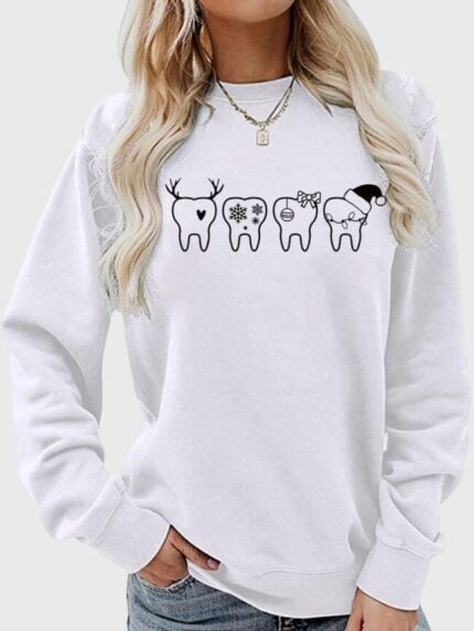 Wholesale christmas teeth print long sleeve top