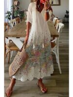 Wholesale floral print short sleeve dress