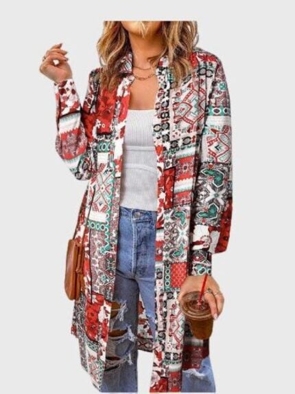 Wholesale geometric print long shirt