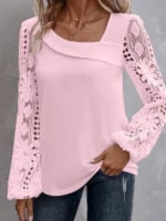 Wholesale hollow lace lantern sleeve top