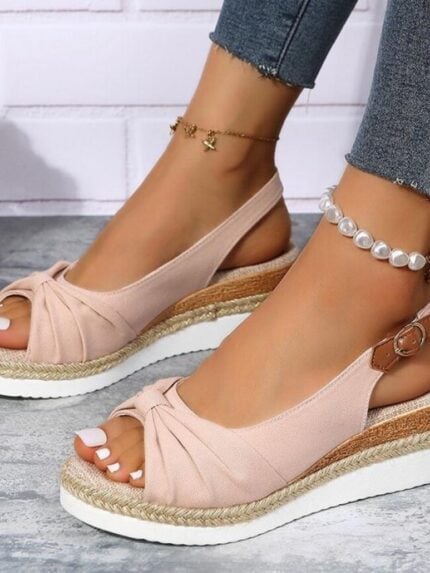 Wholesale knot fish beak Platform Wedge Sandals