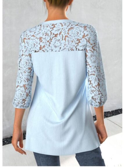 Wholesale lace patchwork three-quarter sleeve shirt