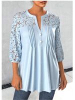 Wholesale lace patchwork three-quarter sleeve shirt