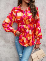 Wholesale printed waist long sleeve shirt