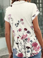 Wholesale roll sleeve lapel short sleeve top