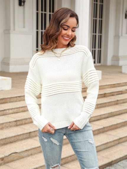 Wholesale solid round neck simple design sweater