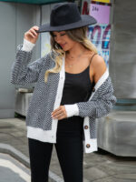 Wholesale zebra pattern Colorblock button cardigan