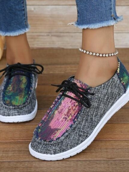 wholesale glitter lace-up shoes