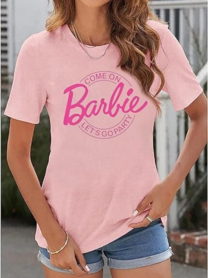 Wholesale COME ON barbie Print Short Sleeve T-shirt