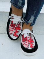 Wholesale LOVE Print lace up Shoes