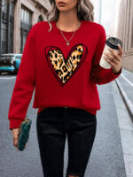 Wholesale Leopard Hollowed Out Heart Pattern Print Long Sleeve Top