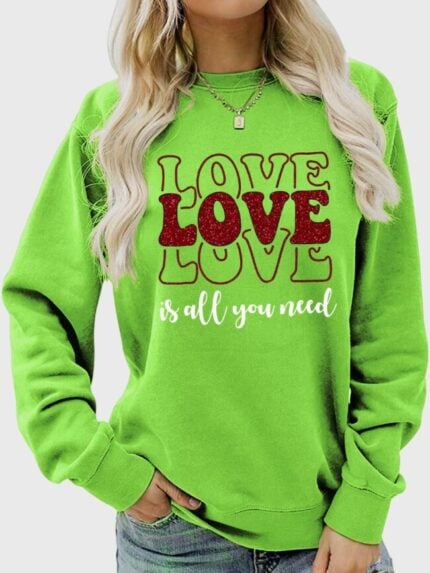 Wholesale Love graphic printed long sleeve top