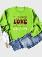 Wholesale Love graphic printed long sleeve top