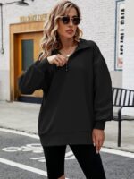 Wholesale Oversized zip-up fleece sweatshirt