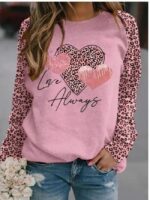 Wholesale Valentine's Day Heart Print Long Sleeve Top