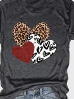 Wholesale Valentine's Day heart Print Short Sleeve T-shirt