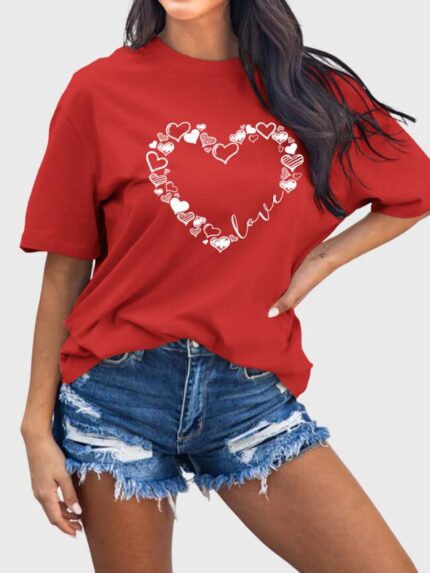 Wholesale Valentine's heart pattern Print T-shirt