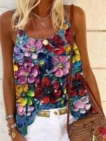 Wholesale flower colorful printed casual cami top