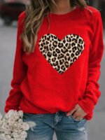 Wholesale leopard Heart Print Long Sleeve Top