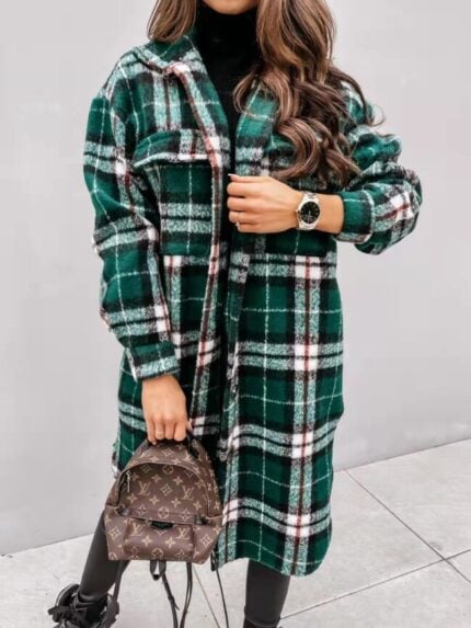 Wholesale mid-length plaid woolen jacket