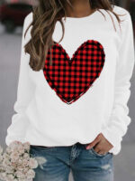 Wholesale plaid heart pattern printed long sleeve top