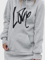 Wholesale pocket front love print hoodie