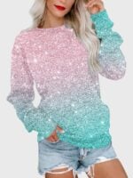 Wholesale Print gradient long-sleeve top