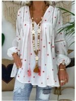 Wholesale Stars print loose lace and hollow-out top