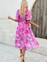 Wholesale bohemia flower print v-neck dress