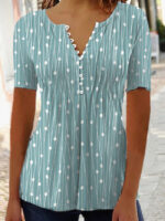 Wholesale button front v-neck short sleeve top