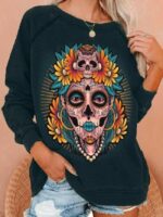 Wholesale face graphic print long sleeve top