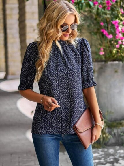 Wholesale floral crew neck shirt