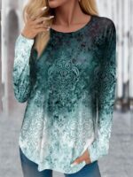 Wholesale gradient print long sleeve top