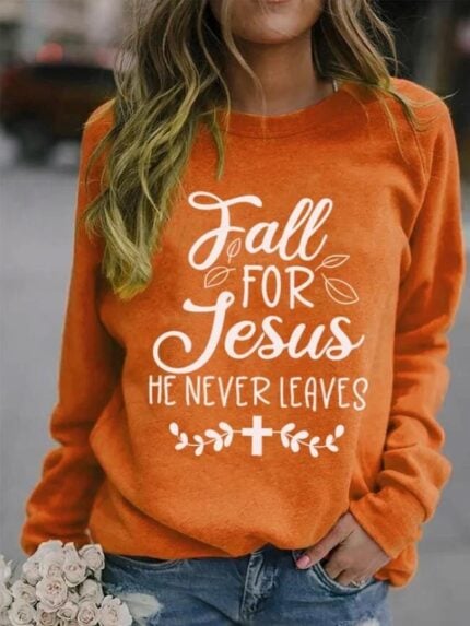 Wholesale jesus letter graphic print long sleeve top