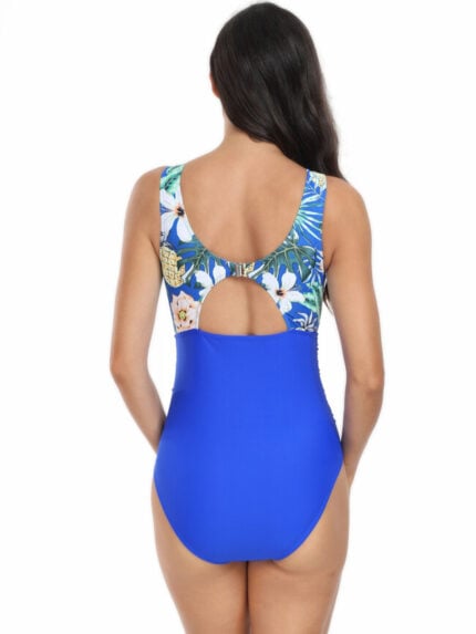 Wholesale flower print mesh one-piece swimsuit