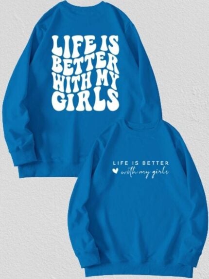 Wholesale life is better with my girls printed long sleeve top