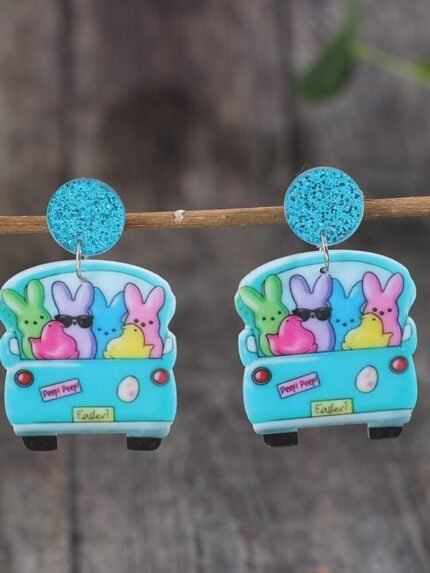 Wholesale Easter colorful bunny toy car acrylic earrings